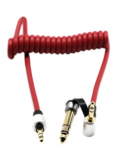 3.5mm(6.5mm) Audio Jack Replacement Coiled Aux Wire Cable Cord Beats Red