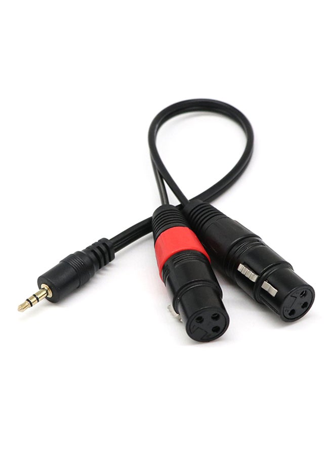 Unbalanced 3.5 mm Mini Jack Stereo Trs To Dual Xlr 3 Pin Female Cable Black