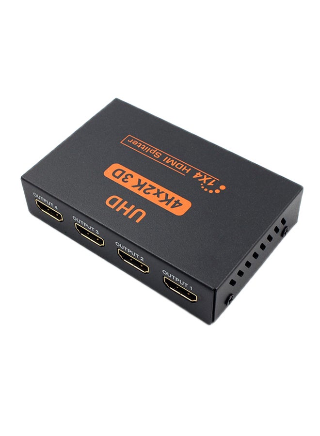 HD 4K 4 Ports 1x4 2160P 3D Hub 1 In 4 Out HDMI Splitter Black