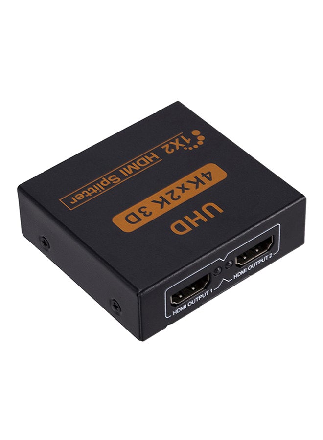 محول وفاصل HDMI 1x2 من مدخل 1 HDMI إلى مخرج 2HDMI بسرعة 4Kx2K ثلاثي الأبعاد لتوصيل شاشتين أسود
