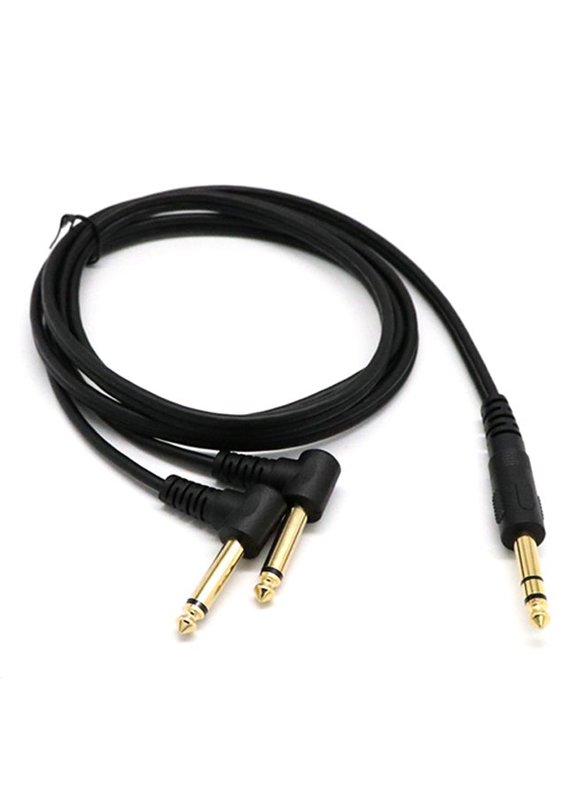 6.35 Stereo Turn To Double 6.35 Mono Elbow Lines Audio Cable Audio Signal Line Black 