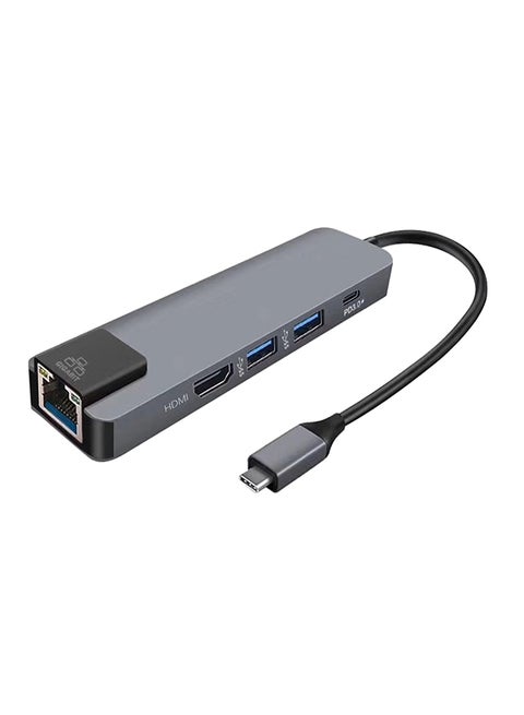 3 Port Type-C Gigabit Ethernet Lan Adapter for Macbook Pro Grey