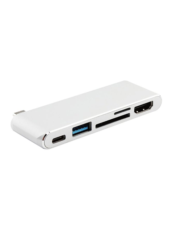 USB C Type C Hub HDMI USB-C Hub USB Splitter 3.0 Adapter TF Card Reader Type C White 