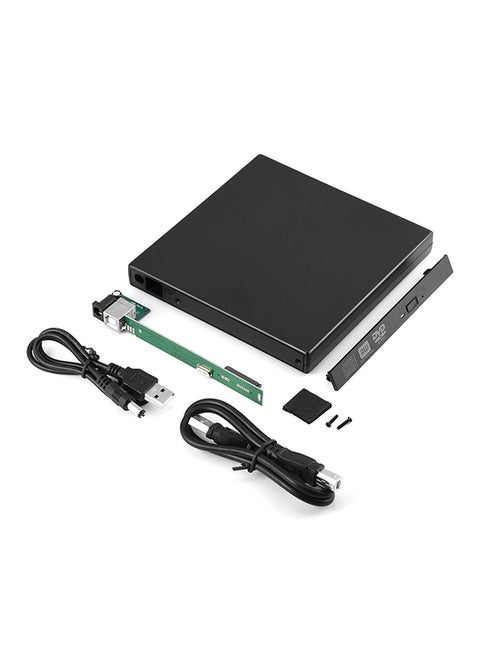 USB 2.0 External Case Enclosure for 12.7mm SATA CD DVD Burner Optical Drive Black