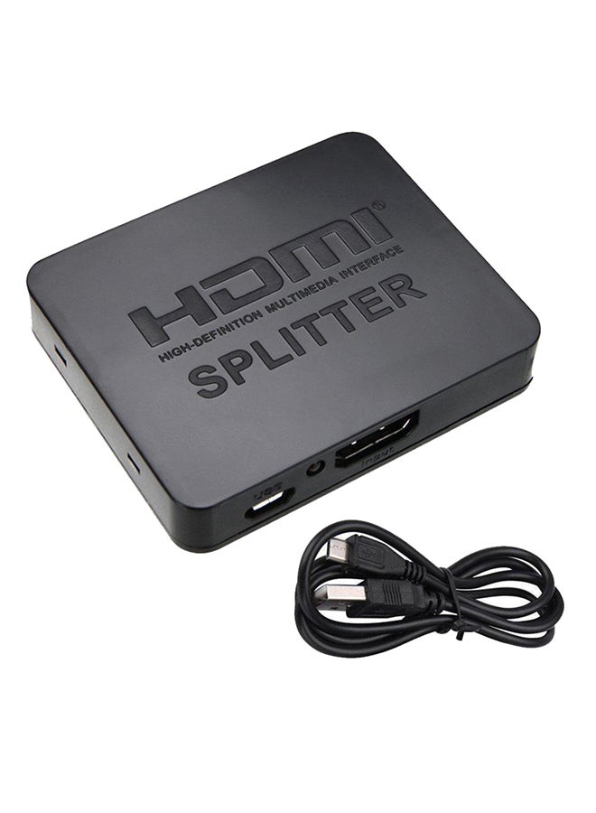 Full HD 4K HDMI Splitter 1X2 2 Ports Repeater Amplifier Hub 3D 1080p 1 In 2 Black
