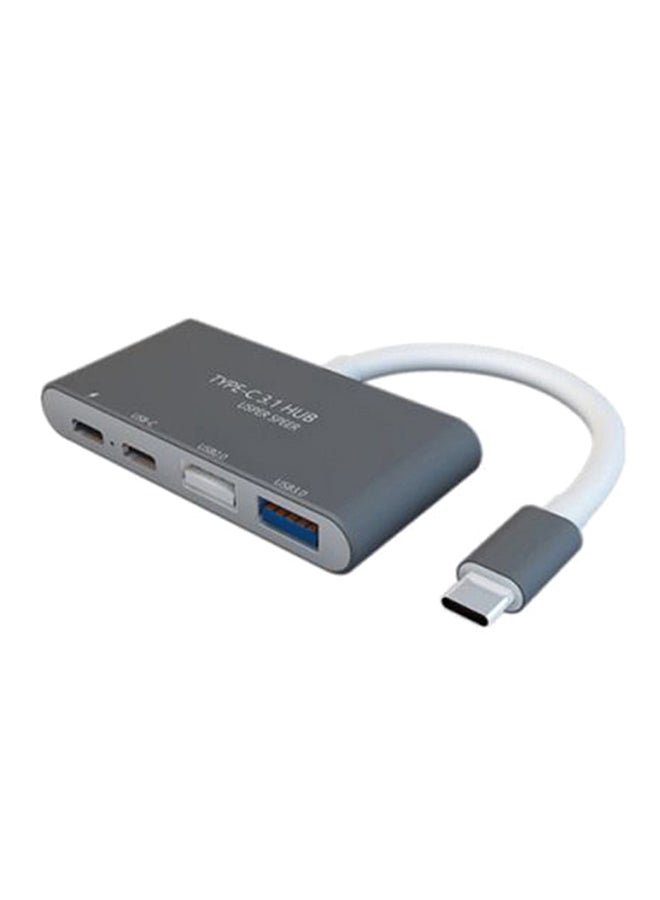 موزع USB-C 3.1 وظيفة 4 في 1 ومحول USB Type C بمنفذ HDMI PD لشحن أجهزة ماك بوك رمادي فضي