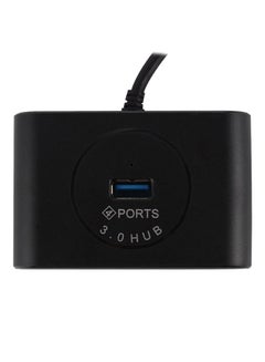 موزع منافذ USB 3.0 بعدد 4 منافذ، مقسم نقل بيانات عالي السرعة 5 جيجابت في الثانية لأجهزة اللابتوب وأجهزة الكمبيوتر والموبايل أسود