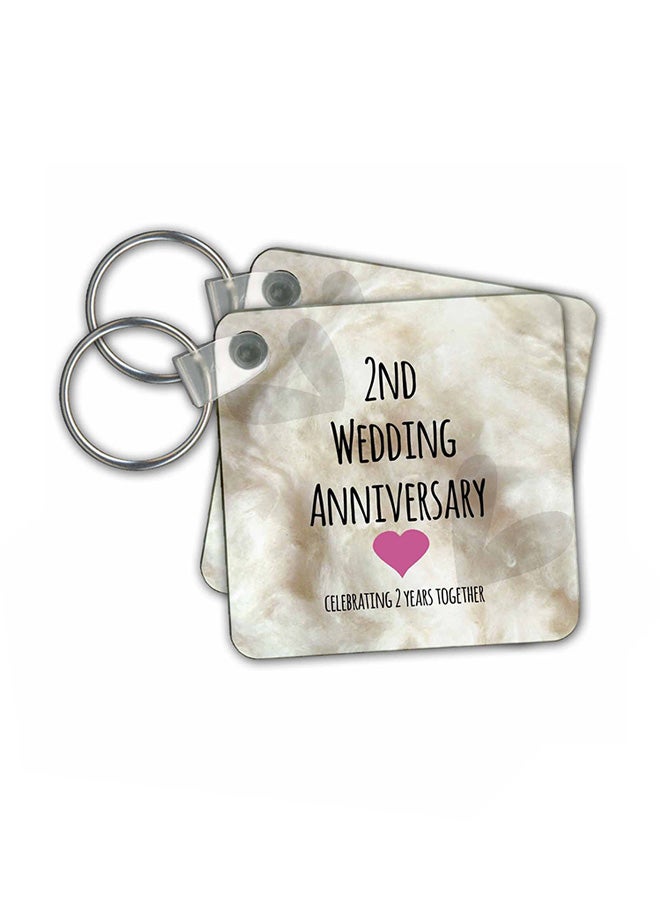 3Dروز سلسلة مفاتيح هدية بمناسبة الذكرى السنوية الثانية للزواج مكون من قطعتين متعدد الألوان - Image 1