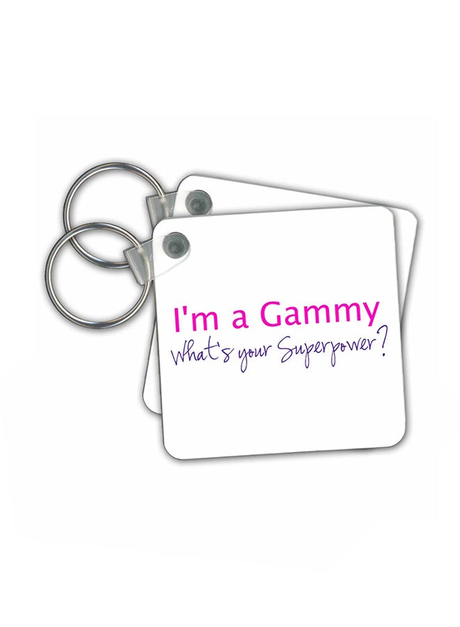 3Dروز حلقة مفاتيح تحمل عبارة I'm a Gammy What's Your Superpower من قطعتين فضي - Image 1