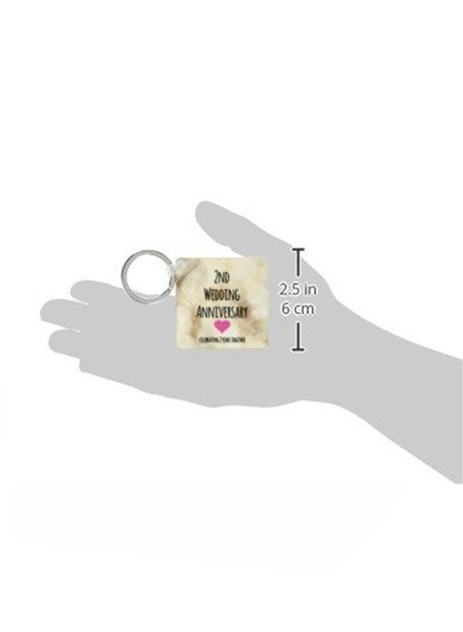 3Dروز سلسلة مفاتيح هدية بمناسبة الذكرى السنوية الثانية للزواج مكون من قطعتين متعدد الألوان - Image 2