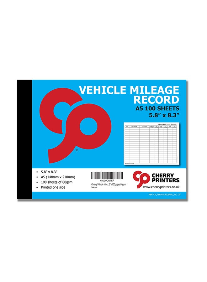 شيري برينترز كتاب سجل لتسجيل الأميال المقطوعة للمركبات A5 متعدد الألوان - Image 1