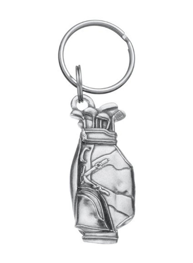 سلسلة مفاتيح بتصميم حقيبة الجولف فضي