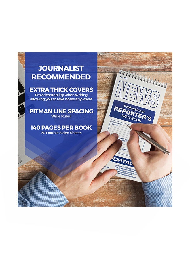Portage Pack Of 12 Professional Reporter's Notebook White - Image 2