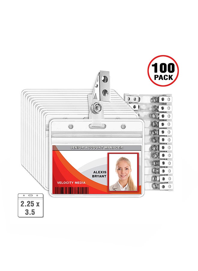 MIFFLIN 100-Piece ID Badge Holder With Clip Clear - Image 1