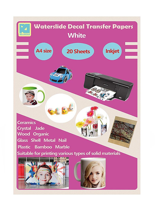 Rolurious 20-Piece A4 Inkjet Water Slide Paper  - Image 1