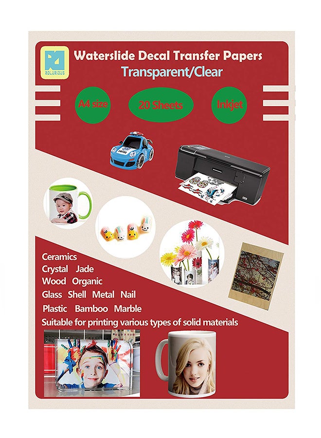 Rolurious - 20-Piece DIY A4 Inkjet Waterslide Decal Transfer Paper - Image 1