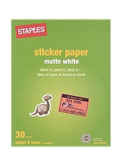 Staples 30-Piece Matte Sticker Paper 