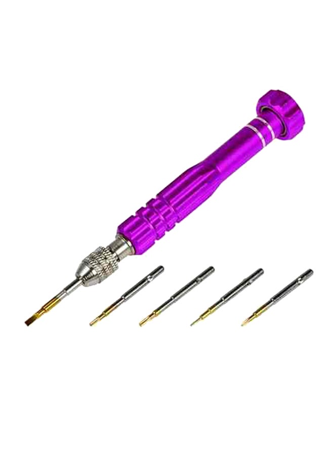 مفك براغي يدوي مزود ب 5 رؤوس للأغراض المختلفة أرجواني