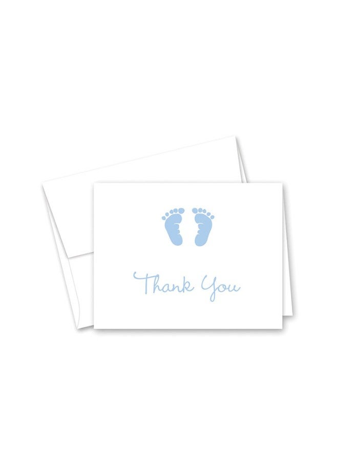 Ifusion 50 Cnt Baby Footprint Boy Baby Shower Thank You Cards  - Image 1