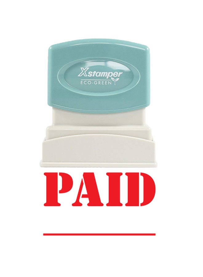 Xstamper Paid Pre Inked Laser Engraved Rubber Stamp Green/White - Image 2