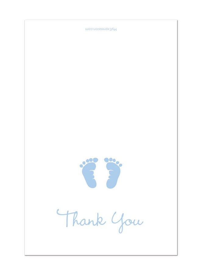 Ifusion 50 Cnt Baby Footprint Boy Baby Shower Thank You Cards  - Image 2