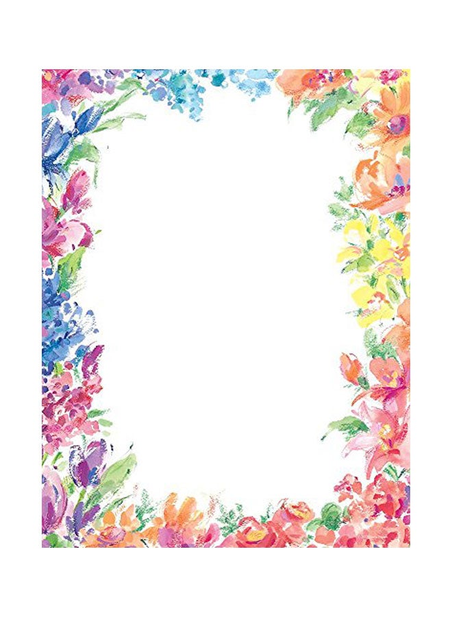 80-Piece Bright Floral Letterhead Notepad Multicolour