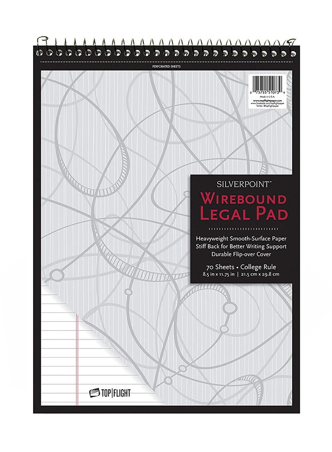 Top Flight 70-Sheet Top Wire Legal Pad White - Image 1
