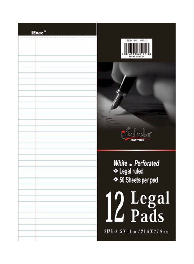 حزمة من 12 لفافة أوراق ملاحظات (50 ورقة) أبيض