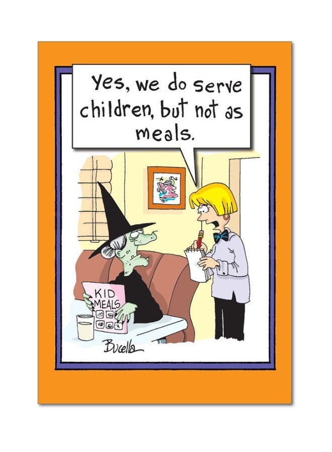 نوبلوركس بطاقة مرحة من الورق للهالوين لصورة ساحرة وعبارة "KIDS MEALS" طراز 3113 ومزودة بمغلف - Image 1