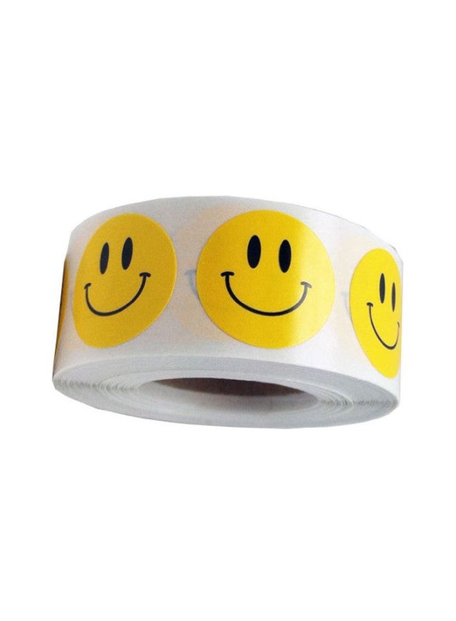 InStockLabels.com 500-Piece Smiley Face Adhesive Color-Coding Label Yellow - Image 1