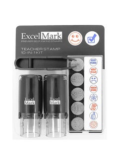 ExcelMark Self-inking Rubber Stamp Kit Black/Clear  - Image 1