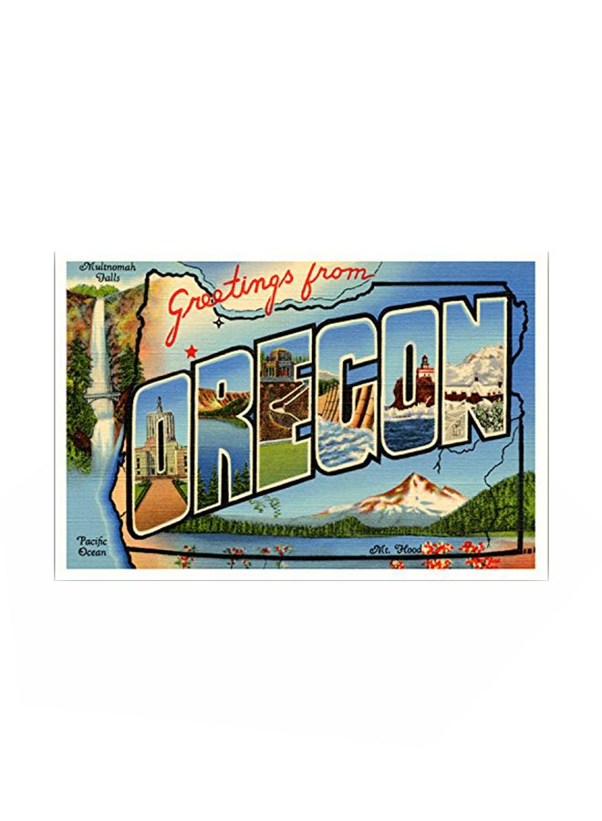 بوست كارد فير حزمة من 20 بطاقة بريدية كلاسيكية معاد طباعتها بعبارة "Greetings From Oregon" - Image 1