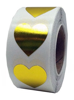 InStockLabels.com 500 Metallic Heart Sticker Gold  - Image 1