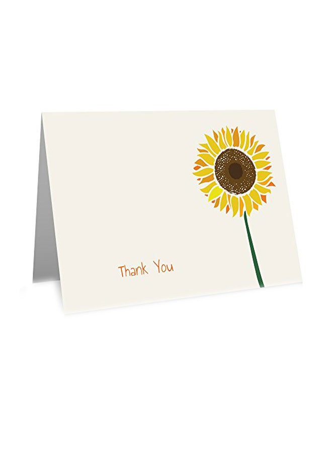 ليتل نوتس باي كومب تايم 24-Piece Sunflower Thank You Foldover Card And Envelope