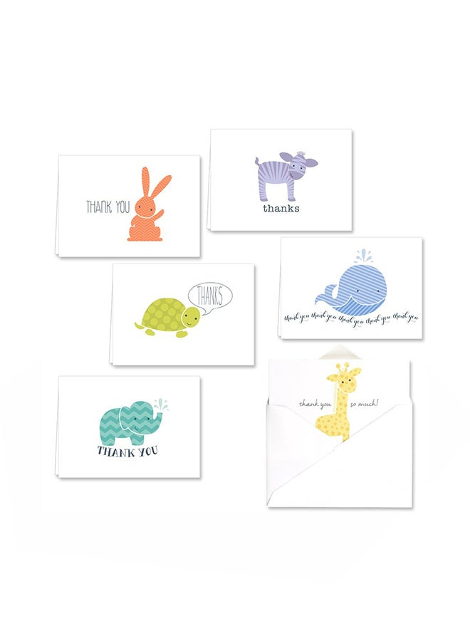 كانوبي ستريت بطاقات ملاحظة رائعة بتصميم حيوانات وعبارة ’Thank You’ متعدد الألوان - Image 1
