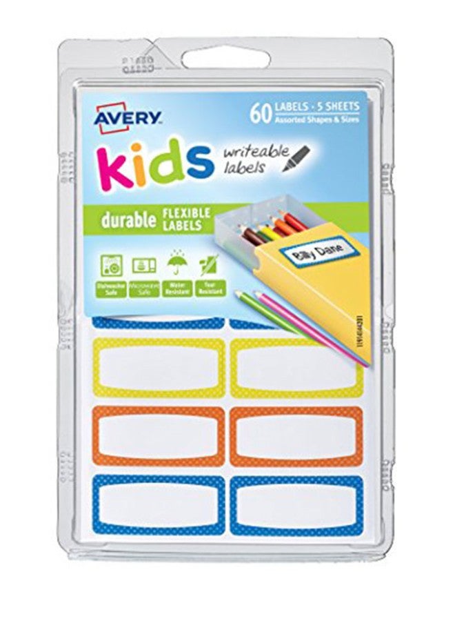 60-Piece Durable For Kids Gear All-Purpose Label White