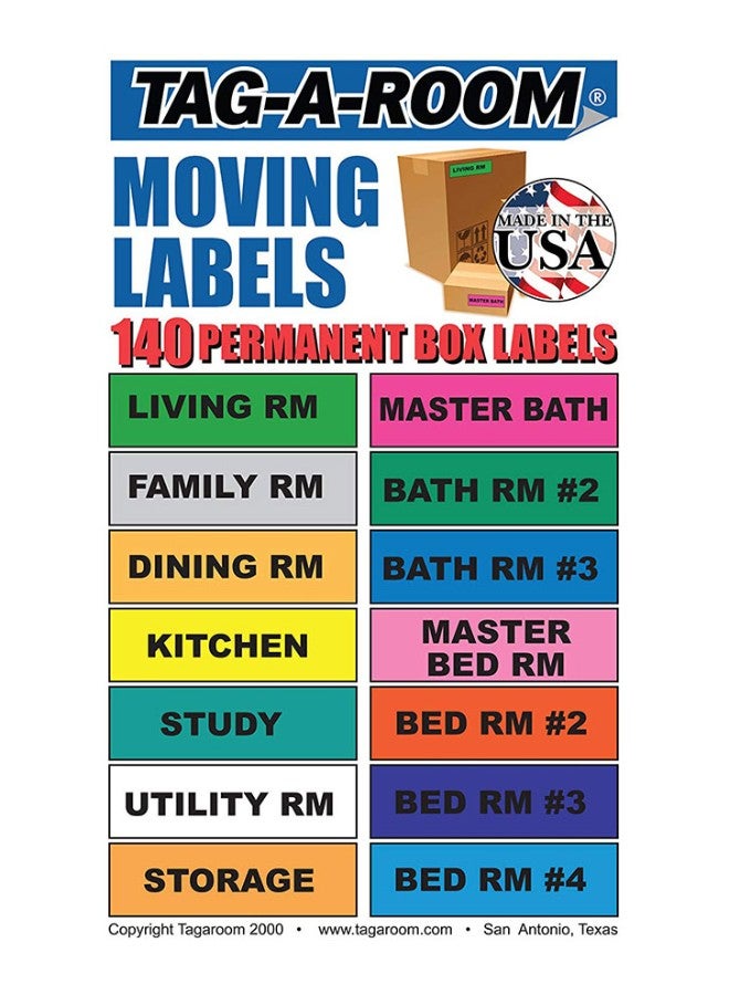 Repoting Room Sticker Tag-A-Room 140-Piece Colour Coded Moving Sticker Label Multicolour ...