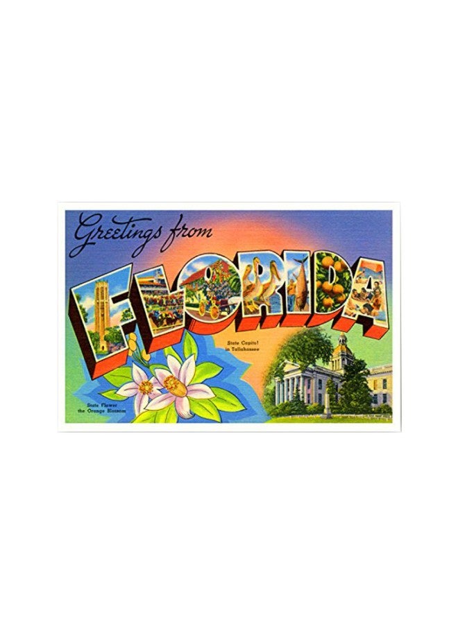 بوست كارد فير بطاقة بريدية كلاسيكية مطبوع عليها عبارة "Greetings From Florida" - Image 1