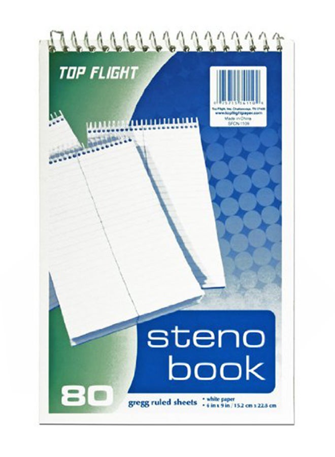 Top Flight 80-Sheet Gregg Ruling Steno Book White