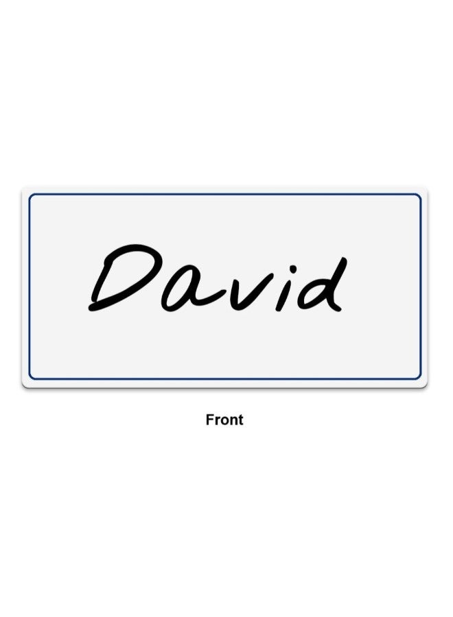 NapTags Name Tag/Badge Blank With Blue Border Silver - Image 2