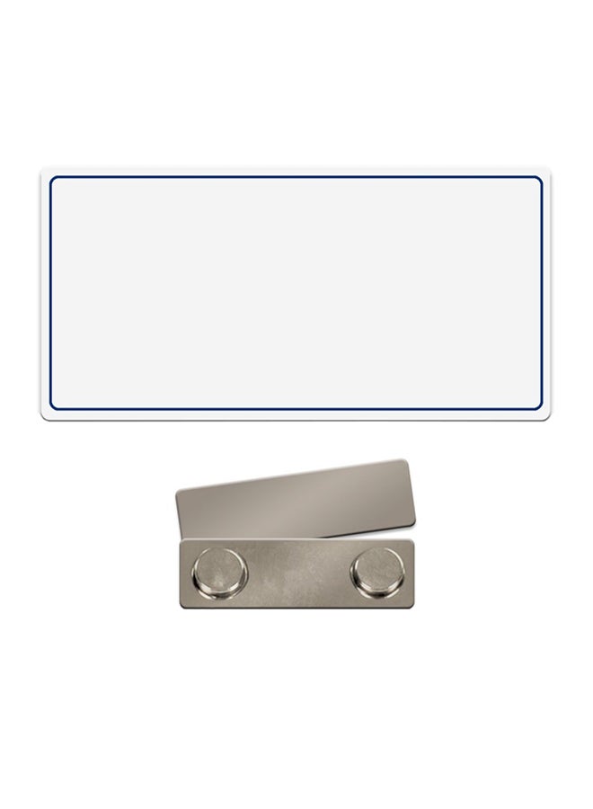 NapTags Name Tag/Badge Blank With Blue Border Silver - Image 1