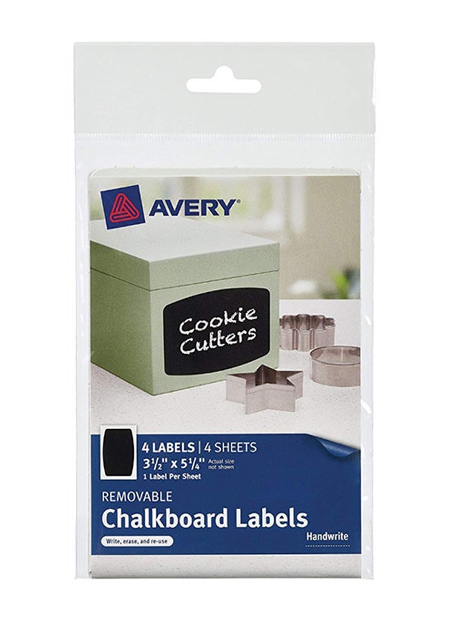 AVERY 4-Piece Removable Chalkboard All-Purpose Label Black - Image 1