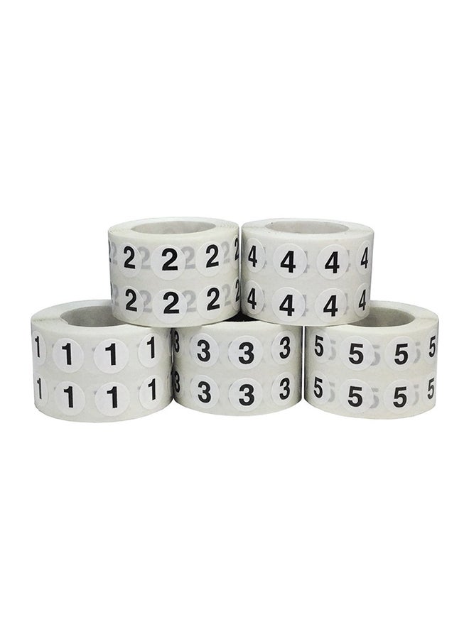 InStockLabels.com Numbers 1-5 Inventory Sticker White  - Image 1