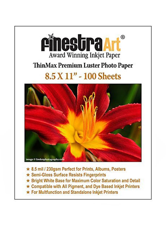 Finestra Art 100-Sheet Premium Luster Inkjet Photo Paper 