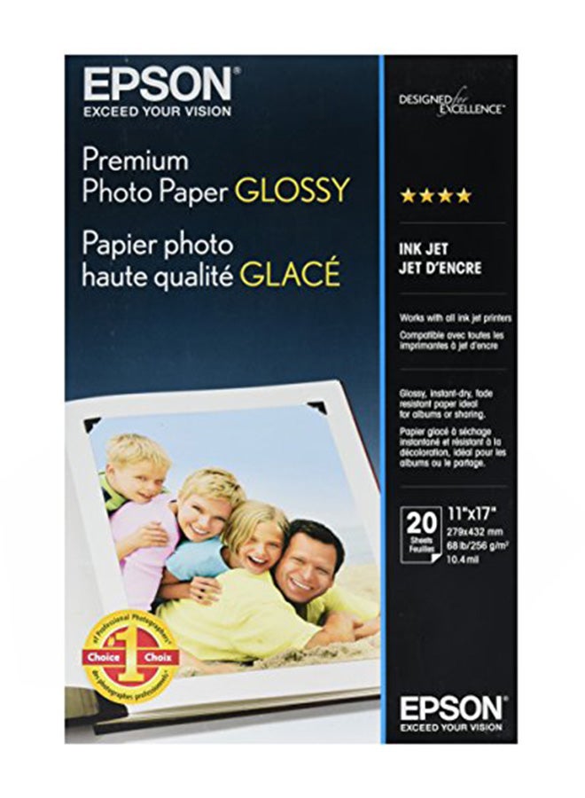 EPSON 20-Sheet High Gloss Premium Photo Paper