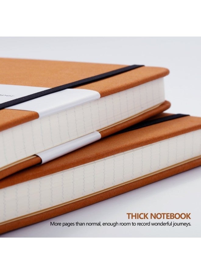 Lemome Thick Classic Notebook With Pen Loop Wide Ruled Hardcover Notebook Brown - Image 3