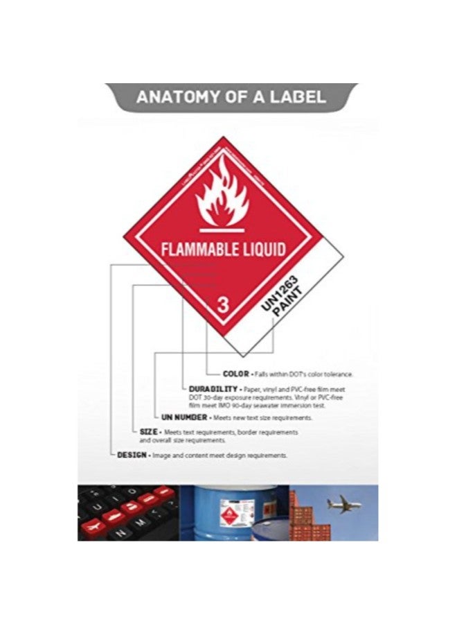 لايبل ماستر حزمة ملصقات تسمية بعبارة "Non-Flammable Gas" طراز HML4S من 50 قطعة أخضر - Image 2