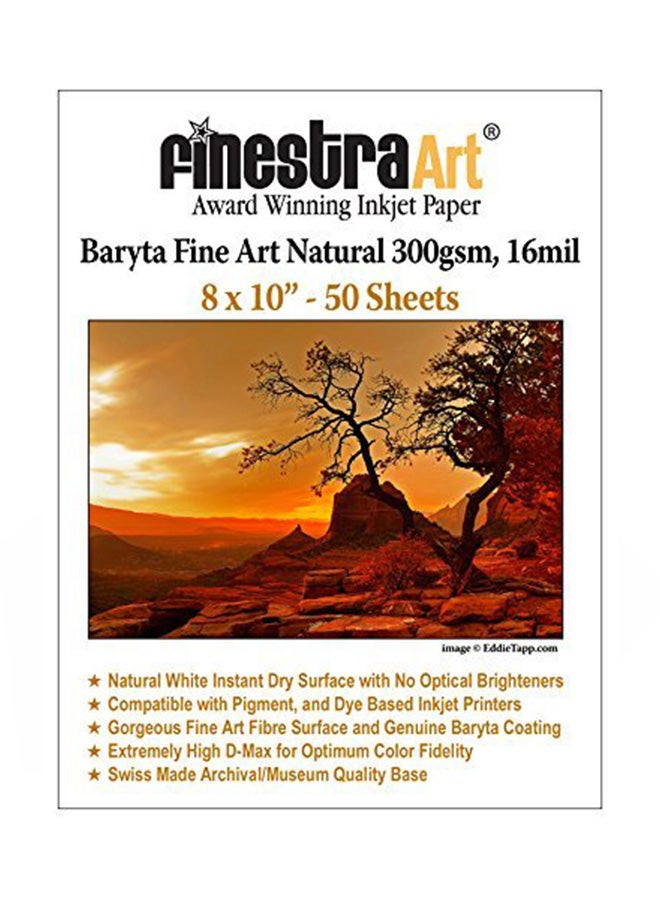 Finestra Art 50-Piece Fibre Baryta Natural Inkjet Printer Paper 