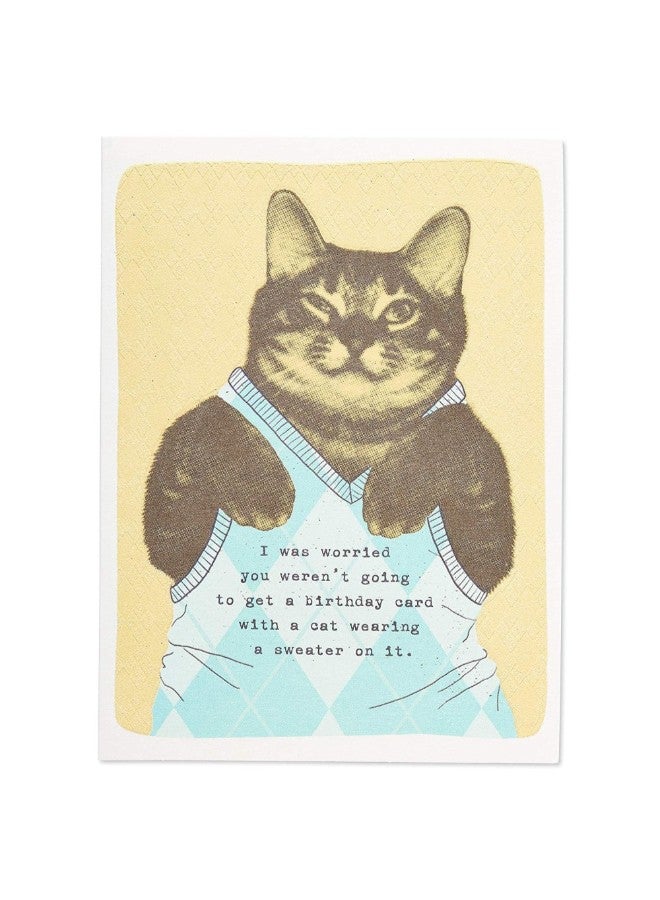 American Greetings Funny Sweater Cat Birthday Card With Flocking - Image 3