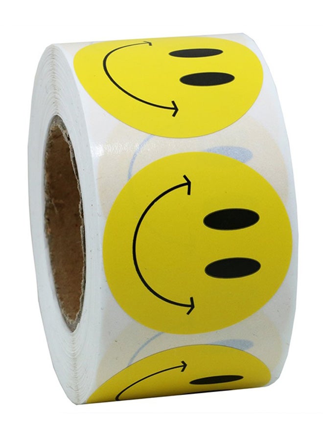 Hybsk Roll Of 500 Smiley Face Sticker Yellow - Image 1